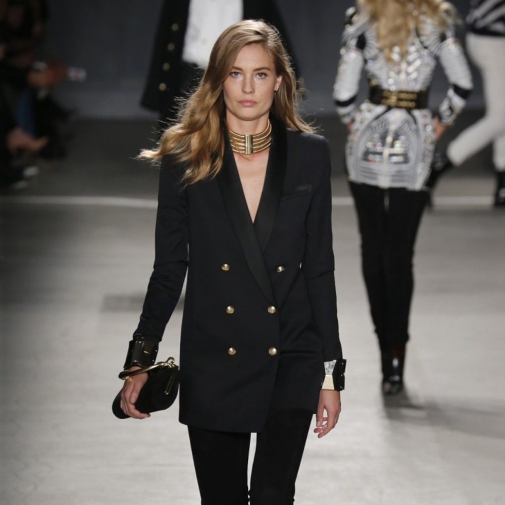 BALMAIN x H&M Double Breasted Tuxedo Blazer Dress Sz 2 Black Limited Edition